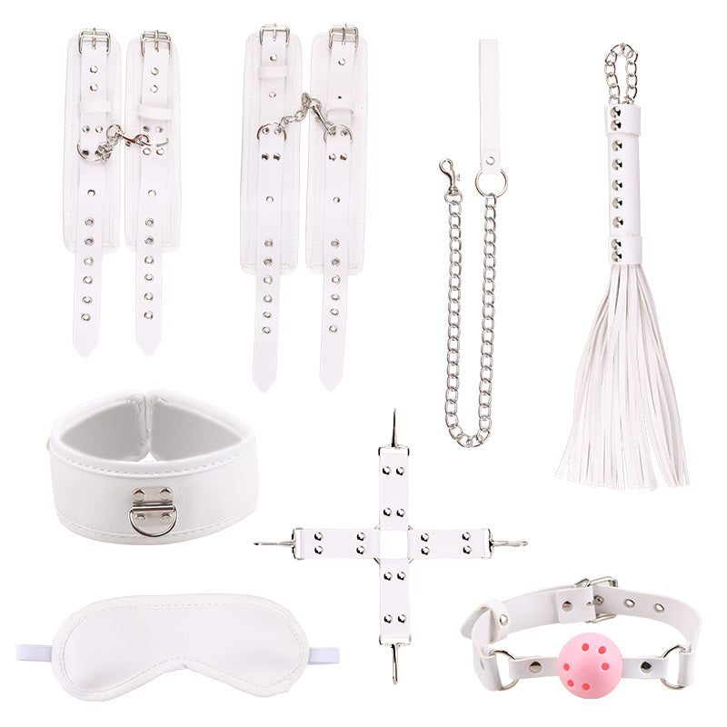 10-Piece Restraint Leather Set with Sex Blindfold Handcuffs and Ankle Cuffs