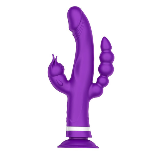 11-Mode G-spot Suction Cup Rabbit Vibrator with Anal Beads