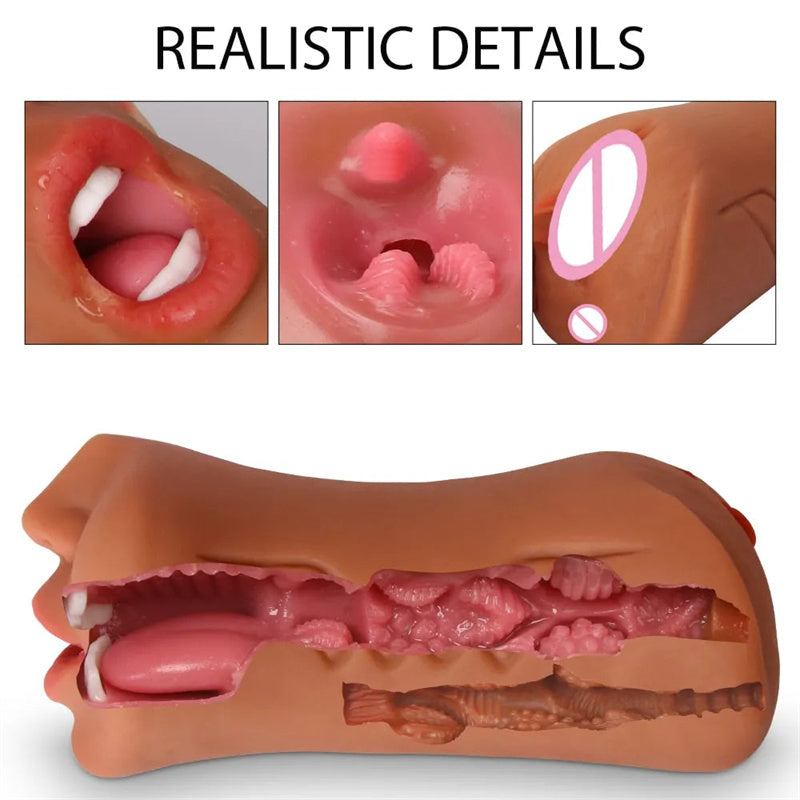 3-in-1 Realistic Pocket Pussy Anal and Mouth Male Stroker