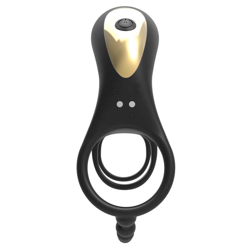 Vibrating Cock Ring with Anal Plug and Clitoral Stimulator
