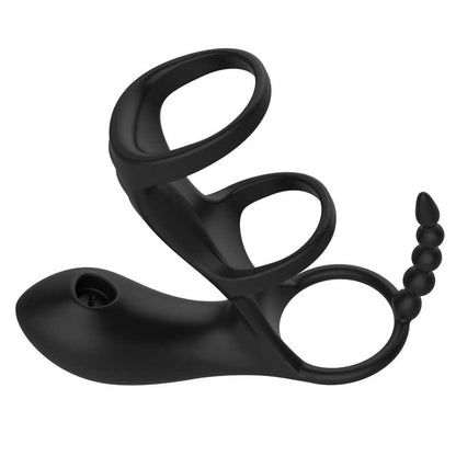 Vibrating Cock Ring with Anal Plug and Clitoral Stimulator