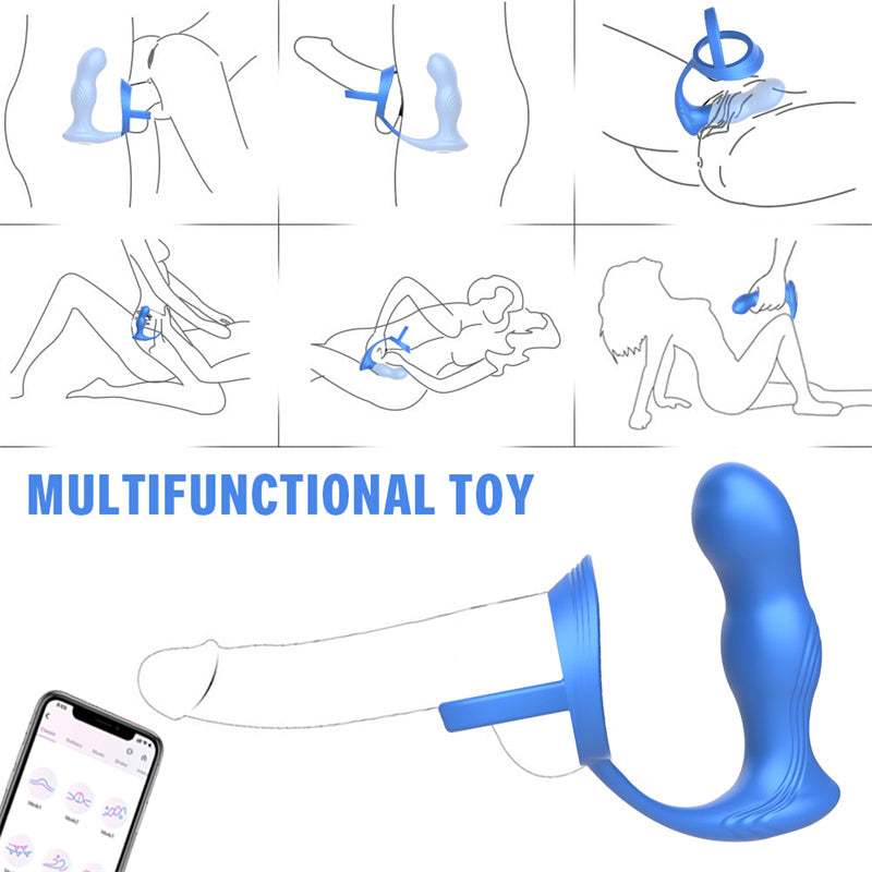 App-controlled 10-Mode Cock Ring with Prostate Massager