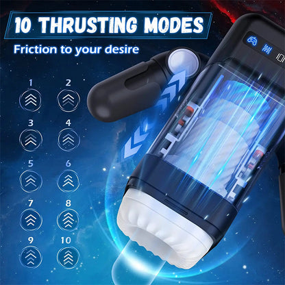 Male See-through Heating Masturbation Cup with 10 Thrusting Modes