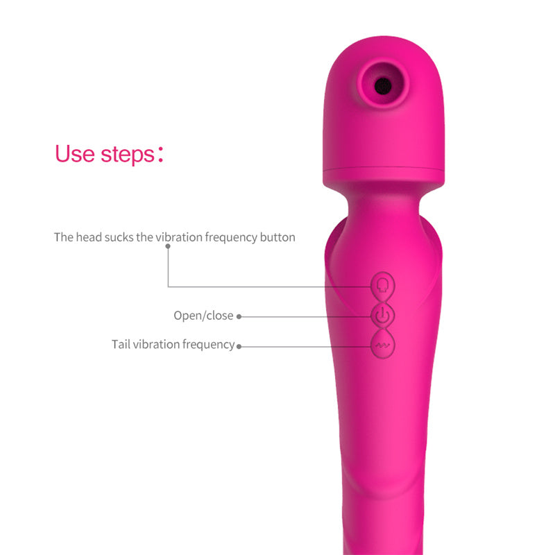 Powerful Silicone Vibrating Massage Wand with Clit Sucking