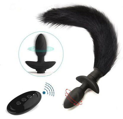 Vibrating Anal Plug with Movable Fur Fox/Dog Tail
