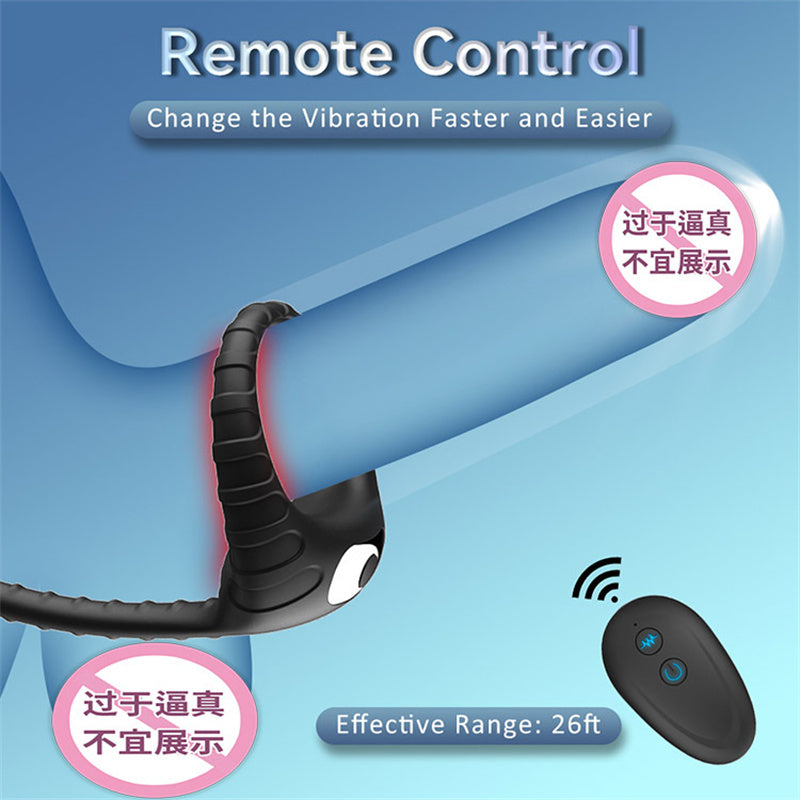 Wireless Remote Vibrating Anal Beads with Cock Ring Vibrator