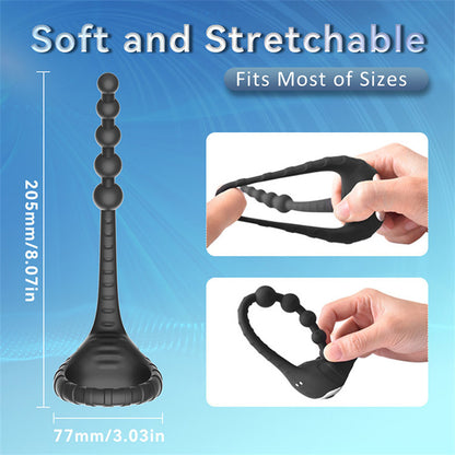 Wireless Remote Vibrating Anal Beads with Cock Ring Vibrator